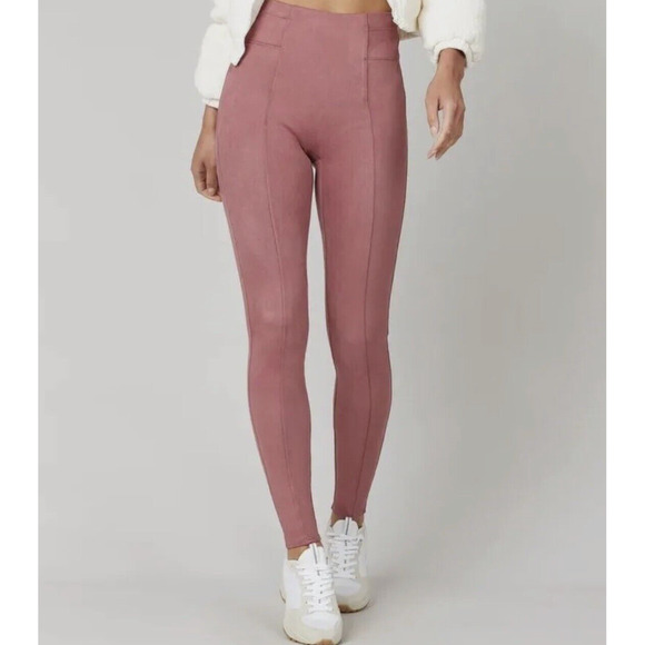 Spanx Faux Suede High Waisted Leggings Womens Small Rich Rose New NWT - Picture 1 of 10